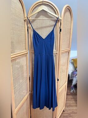 Reformation Navy Spaghetti Strap Midi Dress